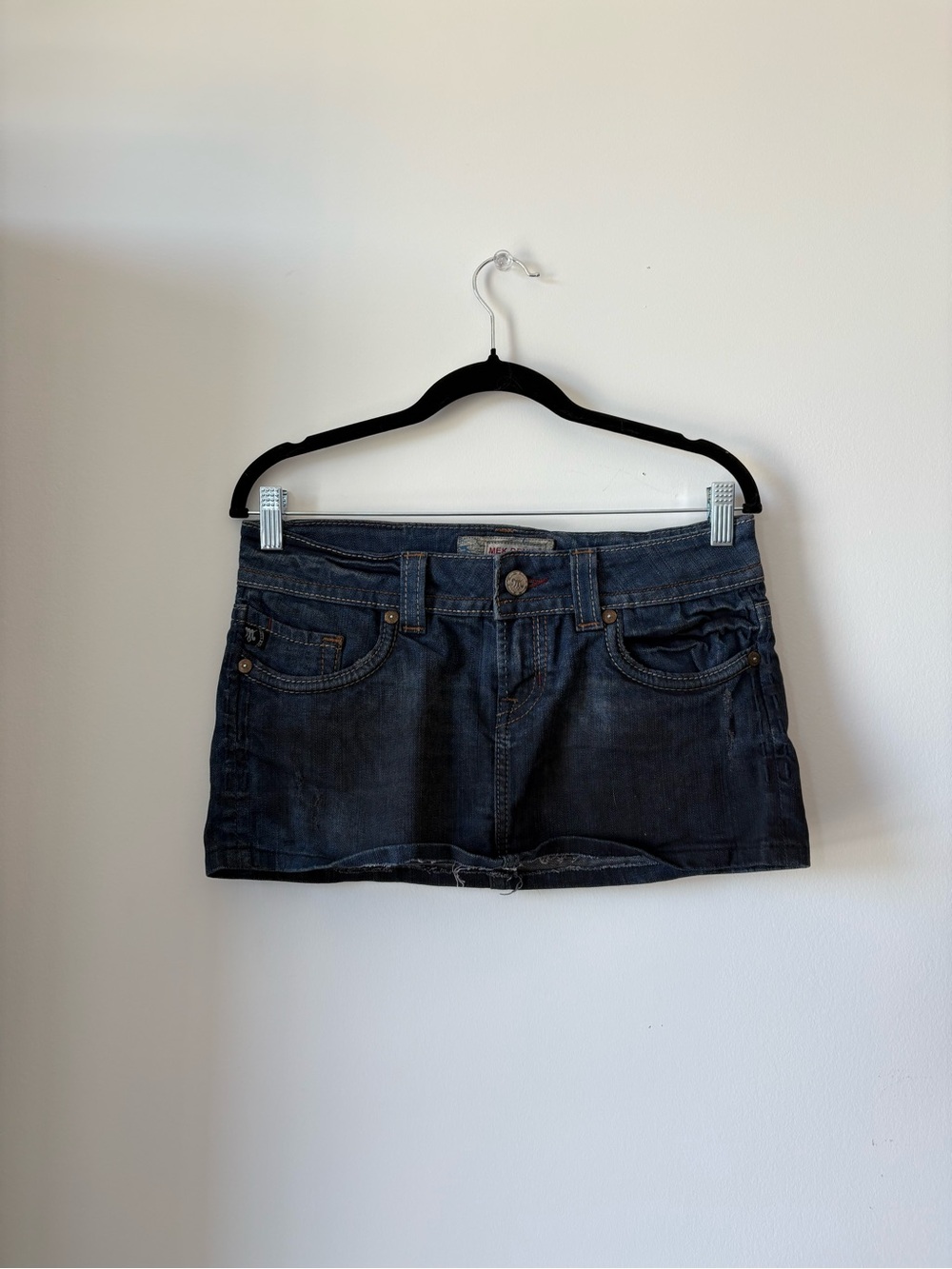 MEK Dark Blue Denim Mini Skirt